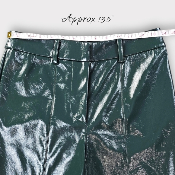 7 For All Mankind Green Faux Leather Flare Pant - Picture 10 of 13